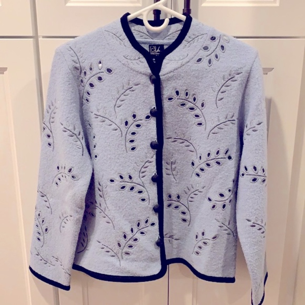 CoVelo Boiled Wool Button Front Sweater Jacket M Medium